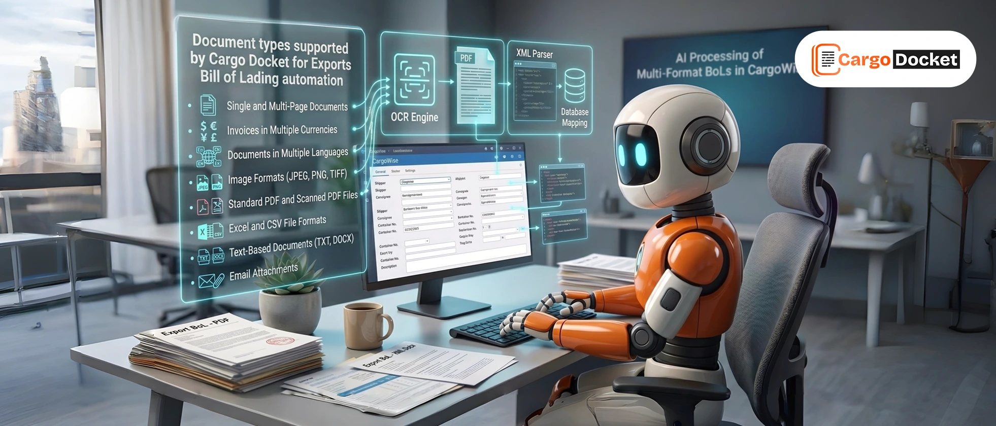 How does AI Process Multi-Format Export Bill of Lading Documents in CargoWise?