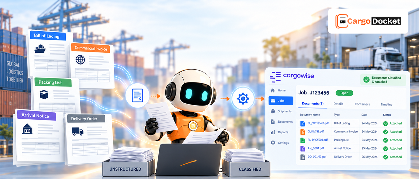 Explore how AI classifies logistics documents and automates document processing in CargoWise, helping freight forwarders improve accuracy