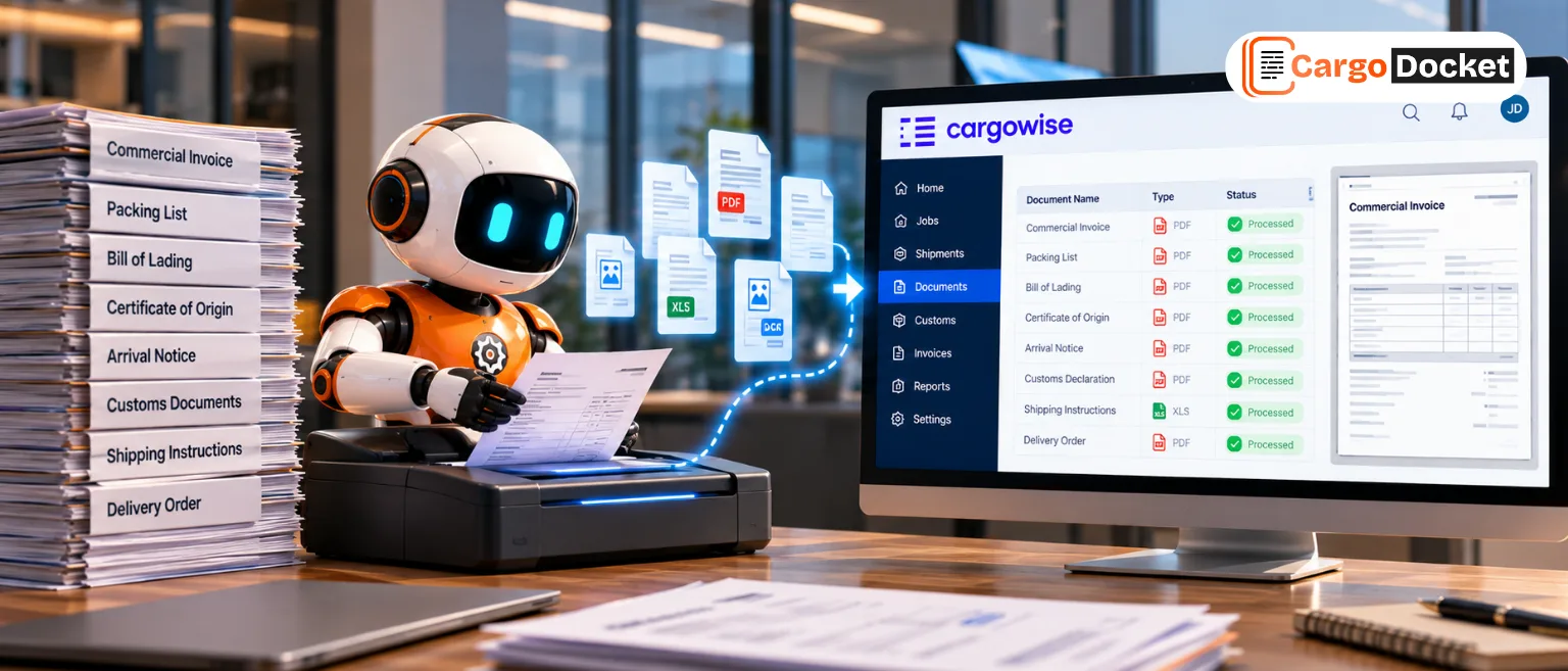 Discover how AI automates freight document processing in CargoWise by extracting shipment data, reducing repetitive tasks and simplifying workflows.